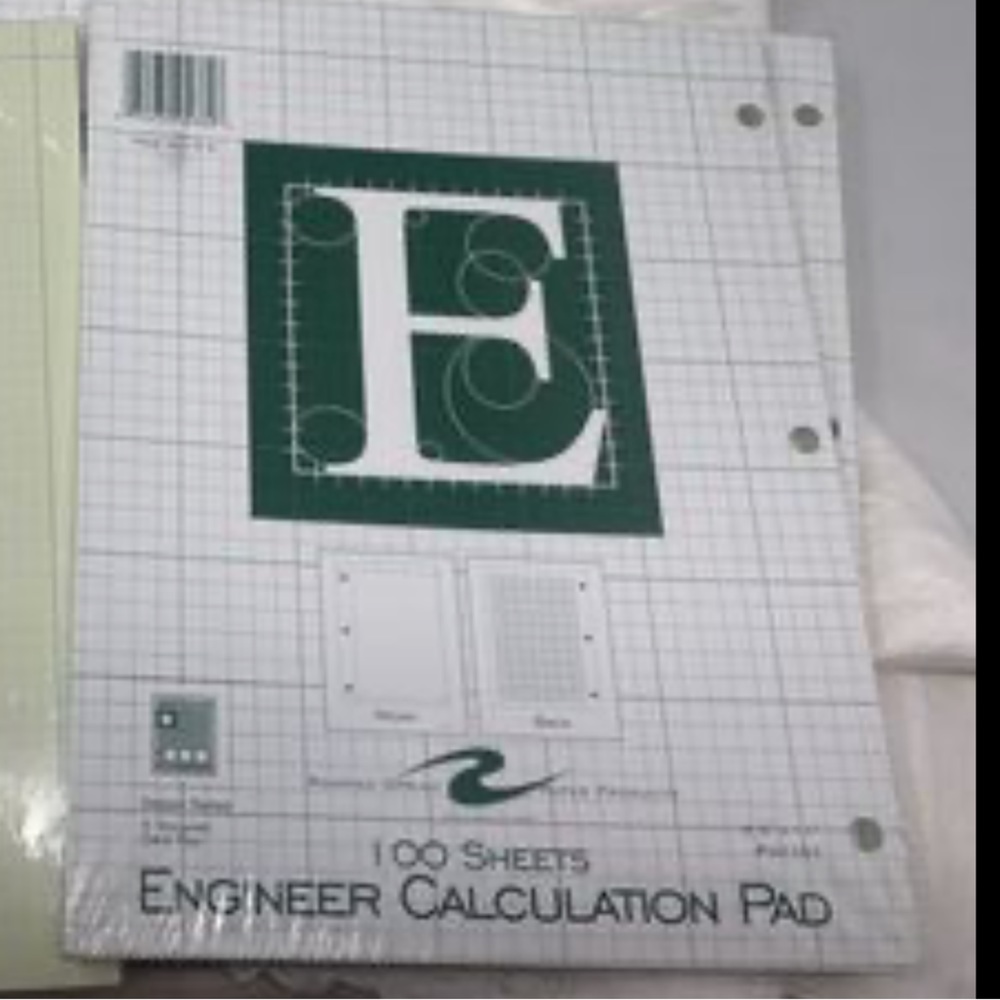 Roaring Springs Engineer Calculating Paper Pad Green Grid 100 Sheets x4 Pads New